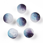 Frosted Baking Painted Crackle Glass Beads with Glitter Powder, Two Tone, Round, Dark Slate Blue, 8x7.5mm, Hole: 1.6mm, about 1538pcs/1000g(DGLA-T004-8mm-01J)