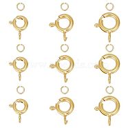 925 Sterling Silver Spring Ring Clasps with Open Jump Rings, Golden, Clasps: 9~11.5x7~9.5x1.5~2mm, Hole: 1.5~2mm, 12pcs; Rings: 24 Gauge, 3x0.5mm, Inner Diameter: 2mm, 12pcs(STER-GO0001-04G)