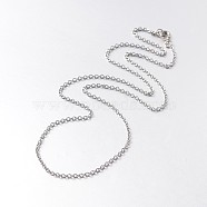 316 Surgical Stainless Steel Cable Chain Necklaces, with Brass Spring Ring Clasps, Stainless Steel Color, 20 inch(50.8cm)(X-NJEW-JN01047-03)