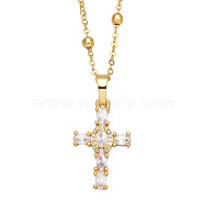 Fashionable Hip Hop Cross Pendant Necklace for Women with Micro Inlaid Gemstones and Zircon Crystals (NKB072), Clear, size 1(ST5960300)