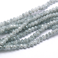 Electroplate Imitation Jade Glass Bead Strands, Full Rainbow Plated, Faceted, Rondelle, Light Steel Blue, 3x2mm, Hole: 0.5mm, about 147pcs/strand, 13 inch(EGLA-J047-3x2mm-F04)
