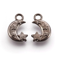 CCB Plastic Pendants, Moon and Star, Gunmetal, 19x11x3mm, Hole: 3mm(CCB-J028-18B)