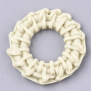 Resin Pendants, Imitation Woven Rattan Pattern, Ring, Cornsilk, 35x4.5mm, Hole: 1.8mm(RESI-S364-10B)