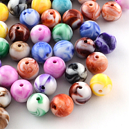 Opaque Acrylic Beads, Round, Mixed Color, 8mm, Hole: 1.5mm(X-SACR-R853-8mm-M)
