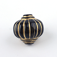 Lantern Plating Acrylic Beads, Golden Metal Enlaced, Black, 14x14mm, Hole: 2mm, about 368pcs/500g(PACR-Q102-202B)