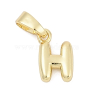 Brass Charms, Letter, Cadmium Free & Lead Free, Long-Lasting Plated, Rack Plating, Letter H, 10x6.5x2.5mm, Hole: 3x5mm(KK-G522-54H-G)