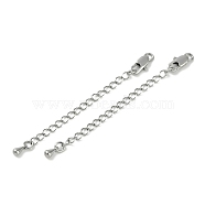 Brass Ends with Chains, Teardrop, Platinum, 73mm, Hole: 2.5mm(KK-P283-31P)