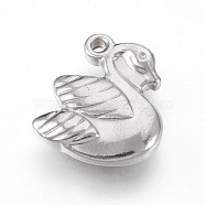 201 Stainless Steel Pendants, Swan, Stainless Steel Color, 14.5x13x3.5mm, Hole: 1.2mm(STAS-O118-64P)