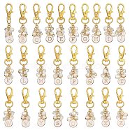 Flat Round with Letter A`Z Alloy Enamel Pendant Decoration, ABS Plastic Imitation Pearl & Glass  Charms for Backpack Key Chain Ornaments, Golden, 61mm, 26 styles, 1pc/style, 26pcs/set(HJEW-JM02403)