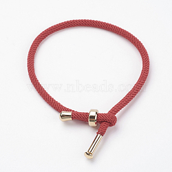 Cotton Twisted Cord Bracelet Making, with Stainless Steel Findings, Golden, FireBrick, 9 inch~9-7/8 inch(23~25cm), 3mm(MAK-L012-04)