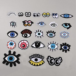 Computerized Embroidery Cloth Iron on/Sew on Patches, Costume Accessories, with Hot Melt Adhesive, Appliques, Eye & Eyelash, Mixed Color, 15~86x26.5~91x1.4mm, 25pcs/set(DIY-WH0386-04)