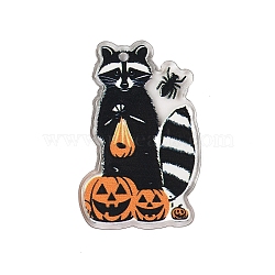 Halloween Theme Opaque Acrylic Pendants, Raccoon, Orange, 41x25.5x1.8mm, Hole: 2.2mm(X-SACR-S034-08B)