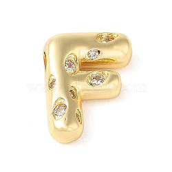 Brass Micro Pave Clear Cubic Zirconia Pendant, Letter A~Z, Letter F, 21.5x16x7mm, Hole: 4mm(KK-Z046-01G-F)