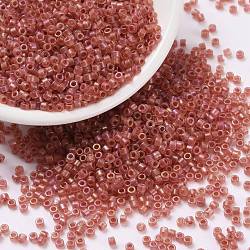 Cylinder Seed Beads, Frosted AB Colors, Round Hole, Uniform Size, FireBrick, 2x1.5mm, Hole: 0.8mm, about 888pcs/10g(X-SEED-H001-F12)