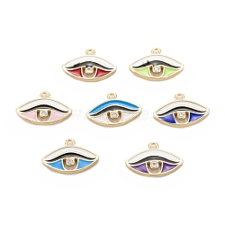 Brass Micro Pave Clear Cubic Zirconia Pendants, with Enamel, Long-Lasting, Eye, Real 18K Gold Plated, Mixed Color, 10.5x16x2mm, Hole: 1.4mm(KK-K255-12G)