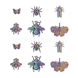 12Pcs 6 Style Insects Themed Alloy Pendants, Cadmium Free & Lead Free, Rainbow Color, 2pcs/style(FIND-LS0001-02)