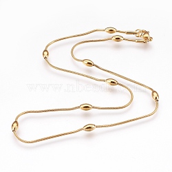 304 Stainless Steel Snake Chain Necklaces, with Lobster Claw Clasps, Oval, Golden, 16.7 inch(42.5cm), 1.2mm(X-NJEW-G313-15G)