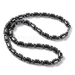 Column & Round Synthetic Non-magnetic Hematite Beaded Necklaces, with Alloy Screw Clasps, 19.80 inch(50.3cm)(NJEW-Q341-05)