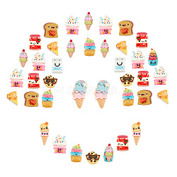 SUNNYCLUE Opaque Resin Cabochons, Imitation Food, Mix Food Shapes, Mixed Color, 60pcs/bag(CRES-SC0001-65)