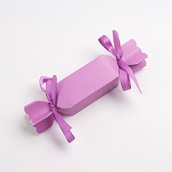 Candy Shape Cardboard Boxes, Wedding Birthday Party Favor Gift Boxes, with Ribbons Decoration, Dark Orchid, 18.5x4x4cm(CON-G008-A03)