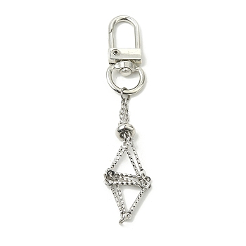 304 Staninless Steel Empty Pouch Stone Holder for Keychain, with Alloy Swivel Clasps, Stainless Steel Color, 8.1cm