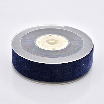 Polyester Velvet Ribbon for Gift Packing and Festival Decoration, Midnight Blue, 1 inch(26mm), about 25yards/roll(22.86m/roll)