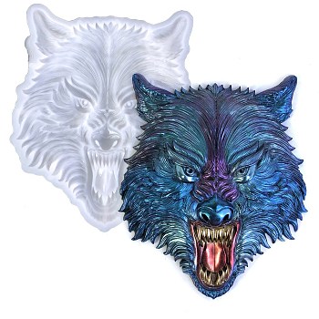Wolf Head DIY Silicone Molds, Resin Casting Molds, For UV Resin, Epoxy Resin Decoration Making, White, 160x140x21mm, Inner Diameter: 145x130mm