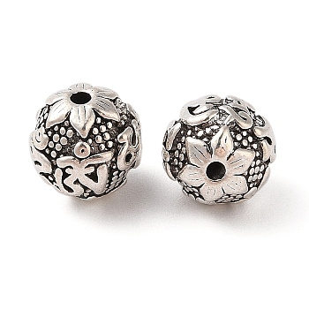 Tibetan Style Alloy Beads, Cadmium Free & Lead Free, Round, Antique Silver, 13mm, Hole: 2mm, about 124pcs/1000g