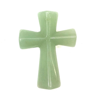 Natural Green Aventurine Pendants, Religion Cross Charms, 45x33mm