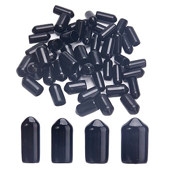 100Pcs 4 Style PVC Plastic End Caps, Flexible Bolt Covers, Screw Caps, Thread Protectors, Column, Black, 14.5~16x6.5~10mm, Inner Diameter: 5~8mm, 25pcs/style