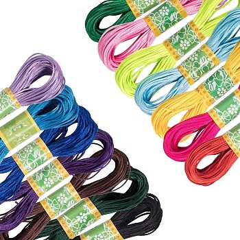 Korean Polyester Thread, Mixed Color, 1.5mm, about 20m/bundle, 15bundles/set