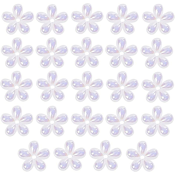 BENECREAT ABS Plastic Beads, Flower, White, 14x3mm, Hole: 2mm, 24pcs/box