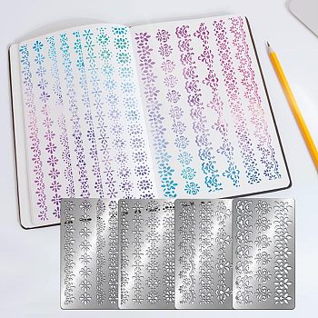 Fingerinspire 4Pcs 4 Style Custom 304 Stainless Steel Cutting Dies Stencils, for DIY Scrapbooking/Photo Album, Decorative Embossing, Floral Pattern, 10.1x17.7cm, 1pc/style