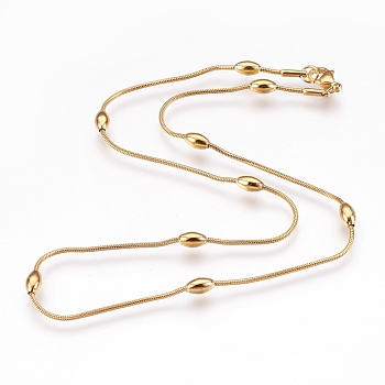 304 Stainless Steel Snake Chain Necklaces, with Lobster Claw Clasps, Oval, Golden, 16.7 inch(42.5cm), 1.2mm