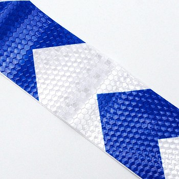 Safety Reflector Film Strips Stickers, Rectangle with arrow Pattern, Auto Accessories, Blue, 50x0.4mm, about 3m/roll