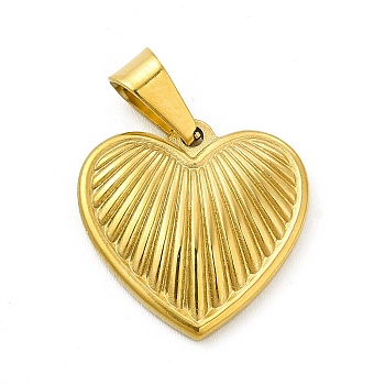 Vacuum Plating 304 Stainless Steel Pendants, Heart Charms, Golden, 18x18x3mm, Hole: 6.5x3.5mm