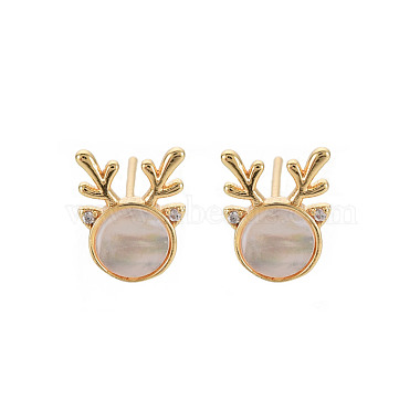 Real 18K Gold Plated Seashell Color Deer Shell Stud Earring Findings