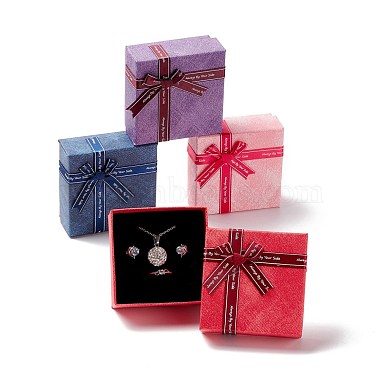 Mixed Color Square Paper Jewelry Set Box