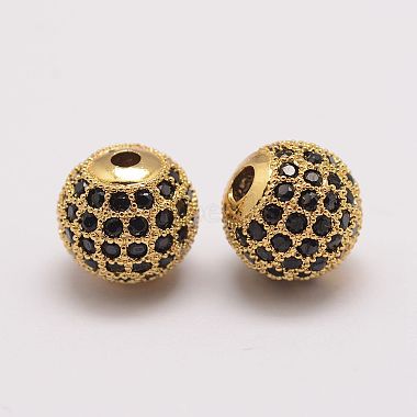 Round Brass+Cubic Zirconia Beads