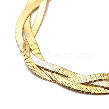 304 Stainless Steel Interlocking Triple Herringbone Chain Necklace for Men Women(NJEW-H167-01G)-2
