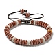 bracelet de perles tressées réglable en pierre de lave naturelle teint en disque(BJEW-G691-01B)-1