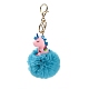 Cute Unicorn PVC & Imitate Rex Rabbit Fur Ball Keychain(KEYC-C005-03B)-1