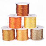 6 Rolls 6 Colors 6-Ply Polyester Metallic Thread, for Embroidery and DIY Braided Bracelets Making, Mixed Color, 0.4mm, about 54.68 yards(50m)/roll, 1 roll/color(OCOR-TA0003-13)