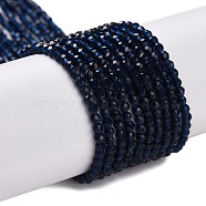 Transparent Glass Beads Strands, Faceted Round, Prussian Blue, 2mm, Hole: 0.8mm, about 175pcs/strand, 14.06~14.17 inch(35.7~36cm)(GLAA-H021-04-28)