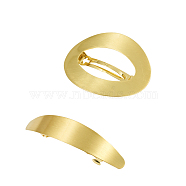2 Pcs Brass Filigree Hair Barrette, Oval & Leaf, Matte Gold Color, 79x63x15mm, 95x21x20mm, 2pcs/box(sgPHAR-SZ0001-02MG)