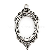 Alloy Pendant Cabochon Settings, Open Back Settings, Oval, Antique Silver, Tray: 25x18mm, 43x24x3mm, Hole: 2.3mm(PALLOY-D020-12AS)