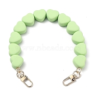 Heart Shape Resin Beads Bag Strap, with Golden Alloy Swivel Clasps, for Bag Straps Replacement Accessories, Pale Green, 13.91 inch(35.5cm)(FIND-H210-03A)