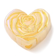 Metal Enlaced Heart Rose Opaque Acrylic Bead, DIY Jewelry Bead, Moccasin, 19.5x23x9.5mm, Hole: 3.5mm(OACR-Q190-01A)
