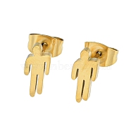 304 Stainless Steel Stud Earrings, Golden, Human, 11x4.5mm(EJEW-G384-02D)