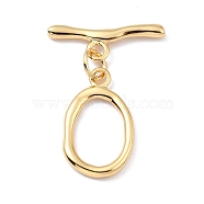 Rack Plating Brass Toggle Clasps, Long-Lasting Plated, Twist Ring, Real 18K Gold Plated, Ring: 24.5x15x2.5mm, Hole: 2.5mm, Bar: 29x9.5x2.5mm, Hole: 2.5mm(KK-B036-06G)